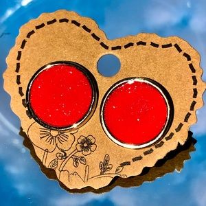 Red Circle Trendy Jewerly Stud Earrings!